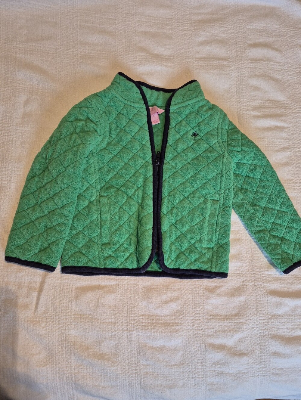 Lilly Pulitzer girls size 2 quilted kelly green full zip ip jacket 2 pockets GUC